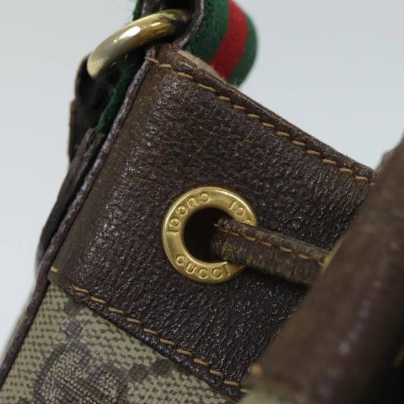 GUCCI GG Supreme Web Sherry Line Shoulder Bag PVC Leather Beige Auth 79176 - Picture 16 of 16